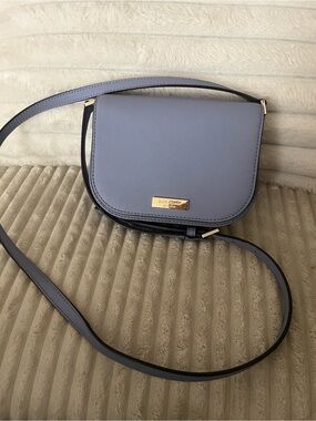 Kate Spade Dusty Blue Leather Crossbody Saddle Bag